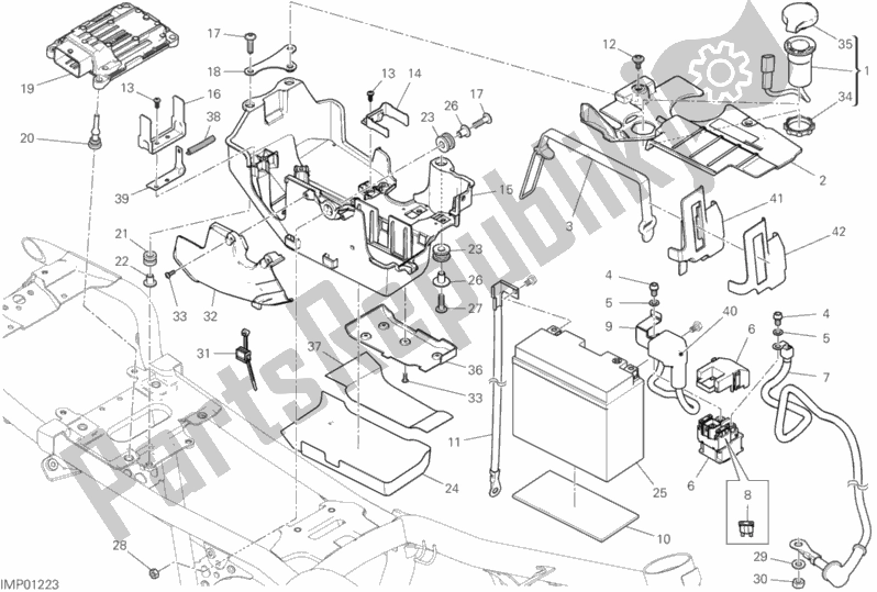 All parts for the Battery Holder of the Ducati Scrambler Flat Track Thailand USA 803 2019